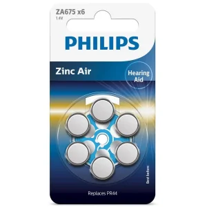 Батарейка Philips повітряно-цинкова ZA675H(675A, AC675E/EZ, PR675, DA675) блістер, 6 шт, ZA675B6A/00 UA